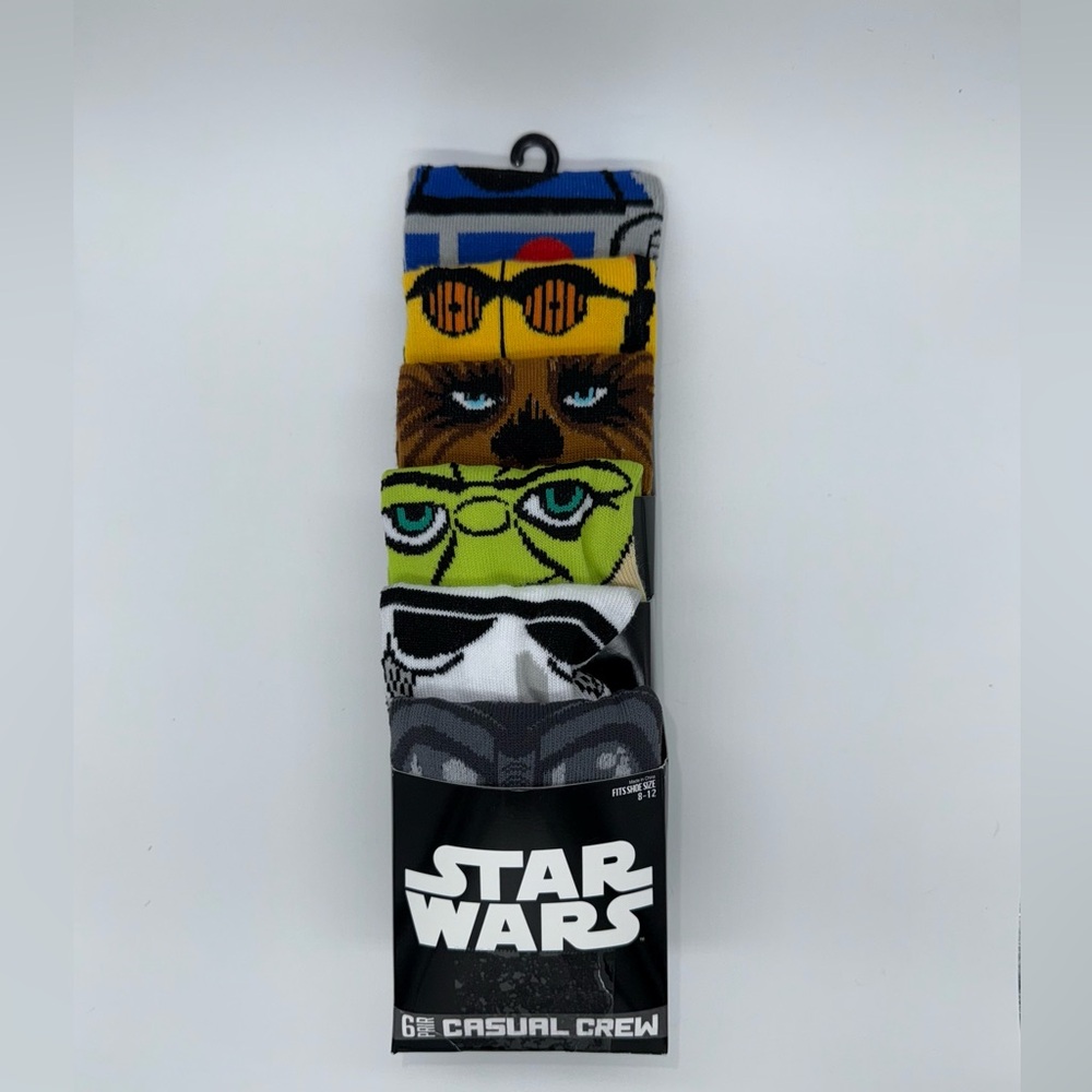 Star Wars 6 Pair CREW SOCKS Men Size 8-12 Bioworld NEW
